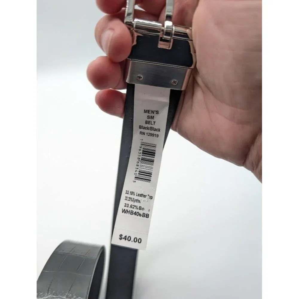 Walter Hagen Reversible Belt Mens Size Small 30 32 Black Leather Golf Preppy NEW